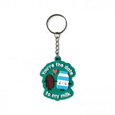 Cartoon datum en melk sleutelhanger -date to my milk, schattige sleutelhanger accessoire